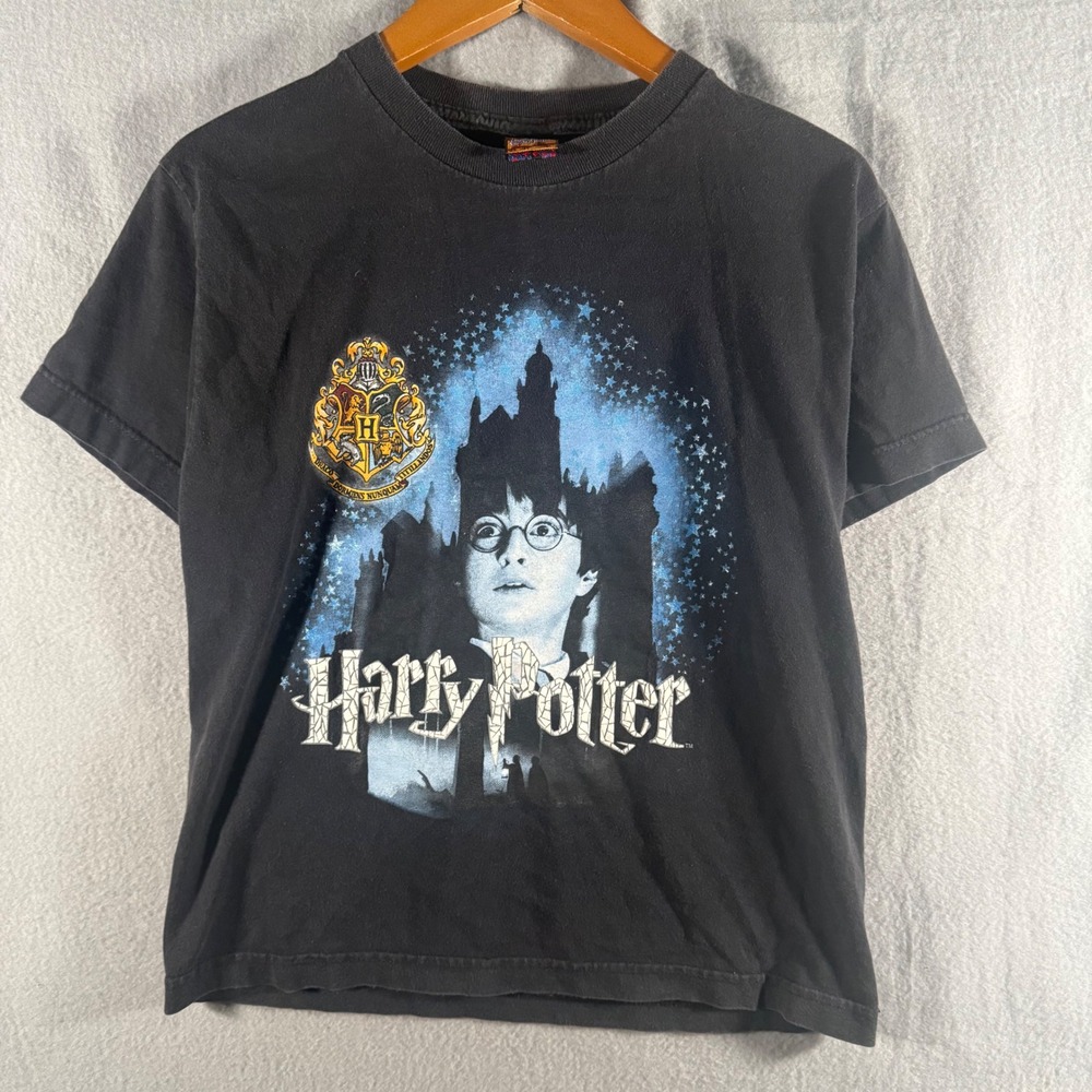 Vintage 2000 Harry Potter Sorcerers Stone T-Shirt Black Kids Large 10/12 Movie